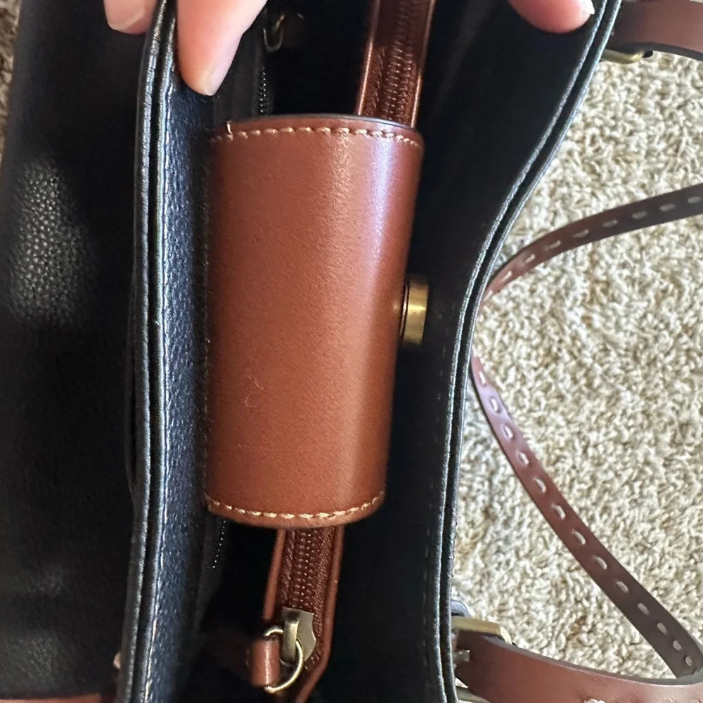 St. John's Bay Black Shoulder Bag with Tan Accents - Picture 12 of 16